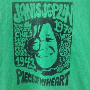 Women's Janis Joplin Piece of my Heart Kelly Green T Shirt Size Large Music